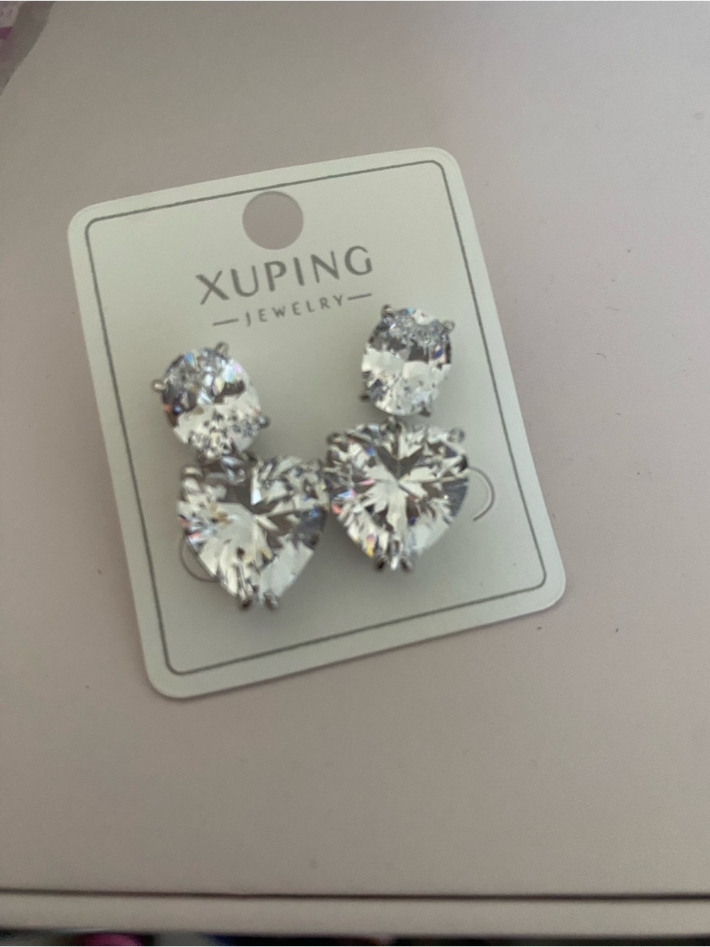 Clear Crystal Heart Drop Earrings - Silver-Tone